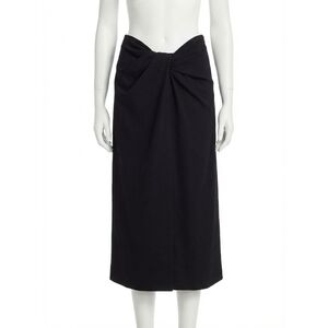 NEW VALENTINO women's knotted stretch silk skirt in black